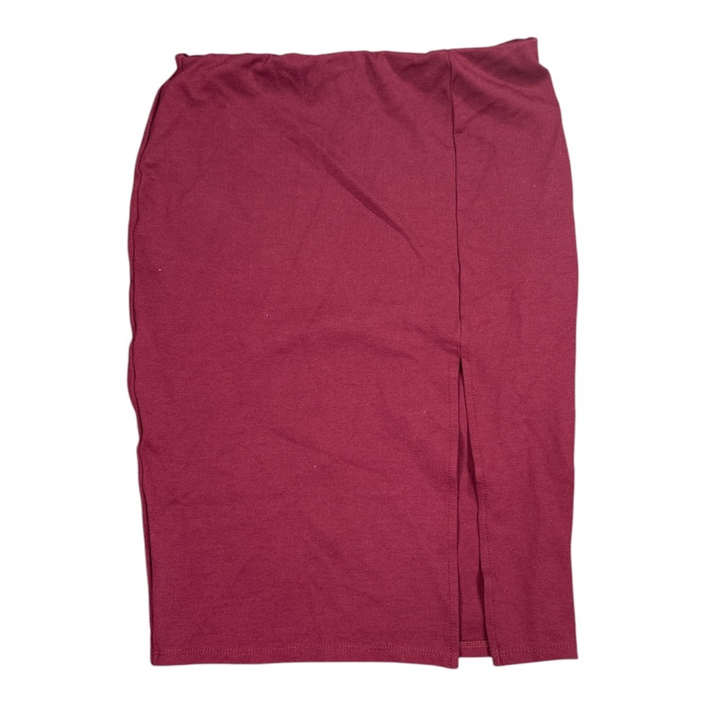 Mezzanine Burgundy High Waisted‎ Side Slit Pencil Skirt